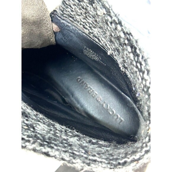 Lucky Brand Heylie Suede Lace Up Fold Over Ankle Boot Combat Boot Grey Size 7.5M - Picture 10 of 12